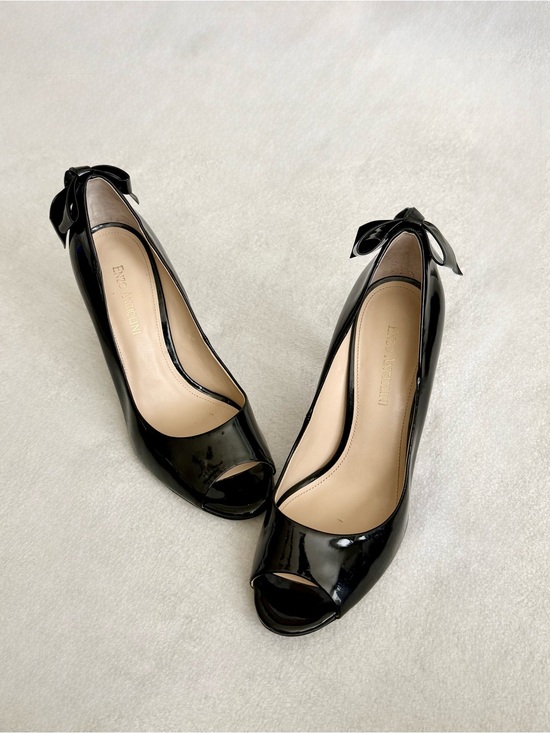 Enzo Angiolini Shoes - Enzo Angiolini Black Patent Peep-Toe Heels with Bow Size 8.5